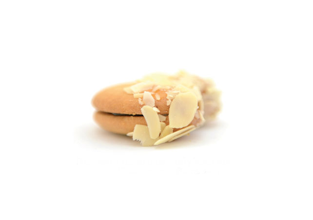 Almond petal petit four with apricot jam